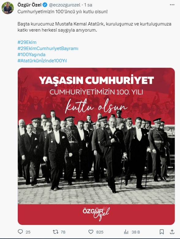 Siyasiler Türkiye Cumhuriyeti’nin 100. Yaşını kutladı 3